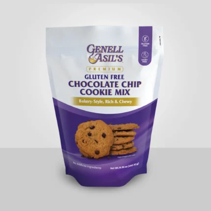 Genell Asil's Premium Gluten Free Dairy Free Chocolate Chip Cookie Mix 15.96oz package front view - Bakery Style Rich and Chewy artisanal baking mix with no artificial ingredients